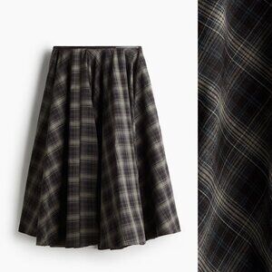 H&M Plaid Cotton Full Circle Skirt
